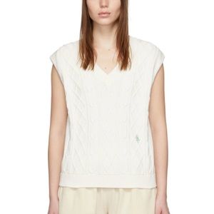 Sporty & Rich Embroidered Cable-knit Sweater Vest